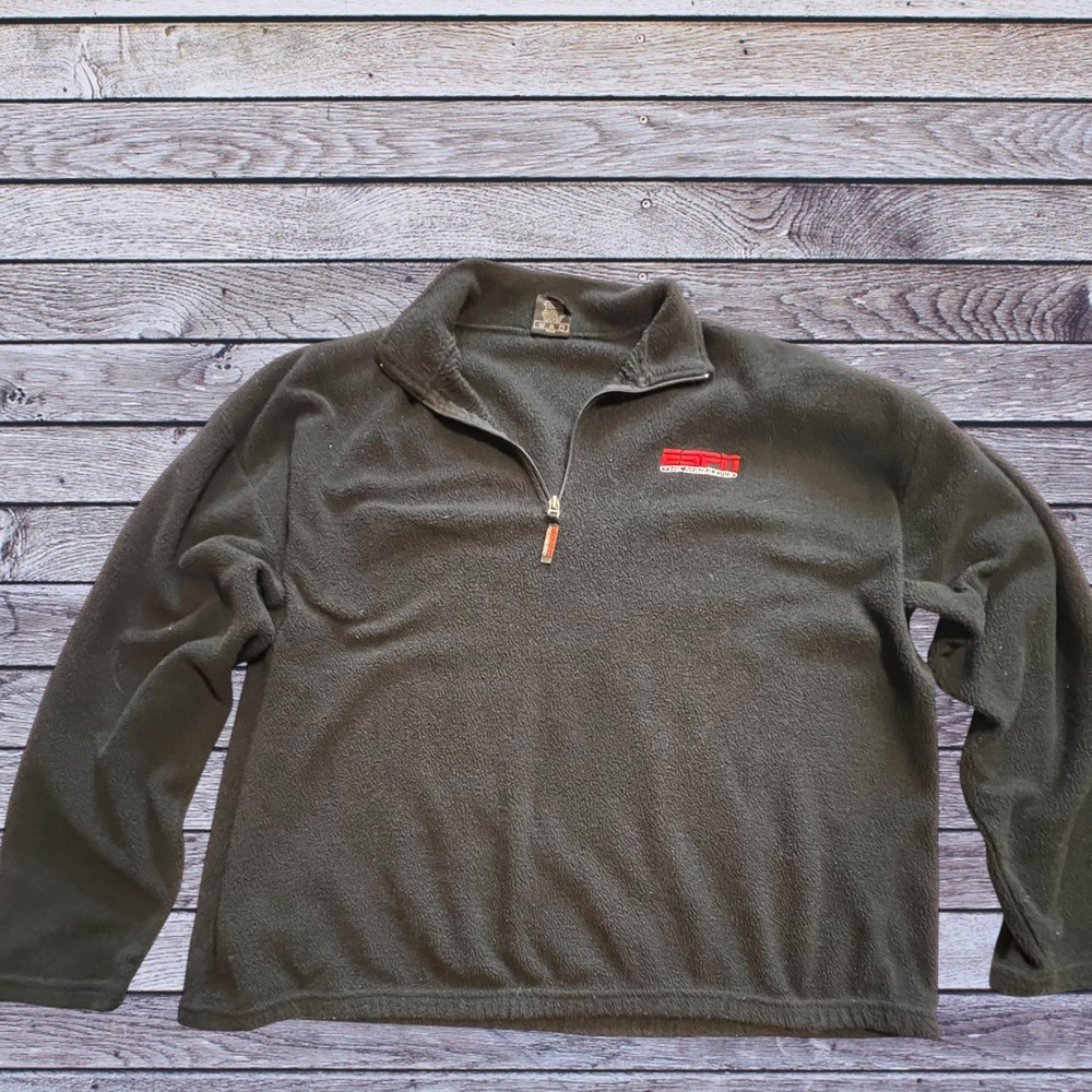 Vintage ESPN The Magazine XL Fleece Pullover Mens Black‎ Quarter Zip Logo